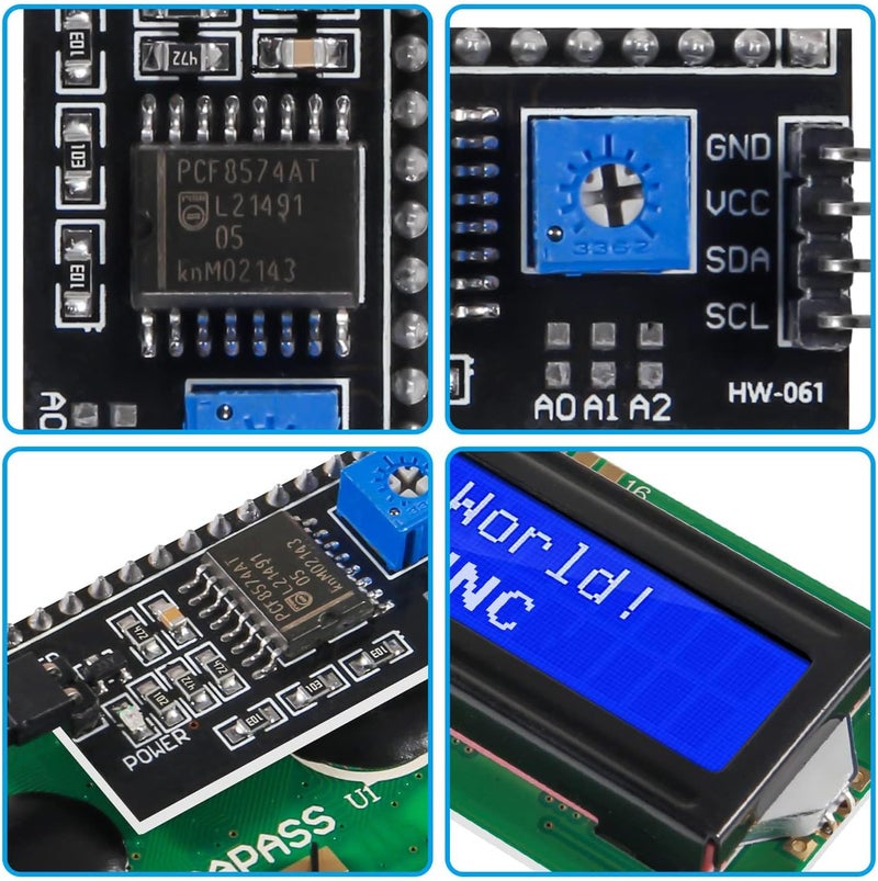 hiBCTR 5 Pieces LCD1602 LCD Display Module 16X2 Character Row Blue Backlight LCD Module PCF8574T PCF8574 IIC I2C for Raspberry Pi STM32 DIY - Image 3